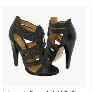 L.A.M.B. Snake Print Leather Zipper Heels - Sz 7